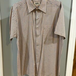 Vintage Men's Casual Plaid Shirt - Blue and Orange